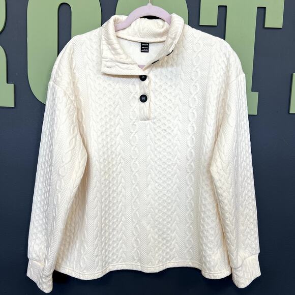 Women's Two Piece Ivory Quilted Jogger + Pullover Set Size Small - Picture 4 of 6